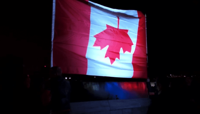 Upside down Canadian flag